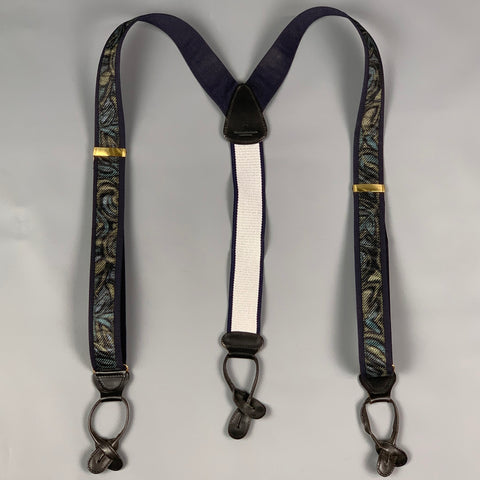 ERMENEGILDO ZEGNA Navy Print Silk Suspenders