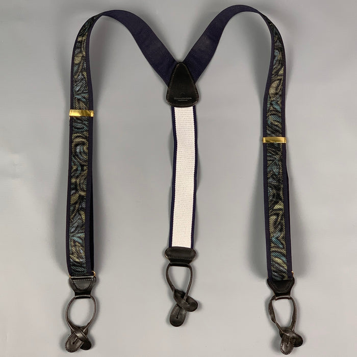 ERMENEGILDO ZEGNA Navy Print Silk Suspenders