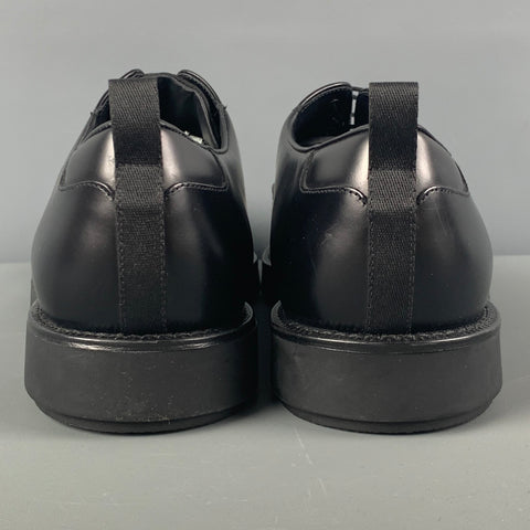 PRADA Size 11 Black Leather Lace Up Shoes