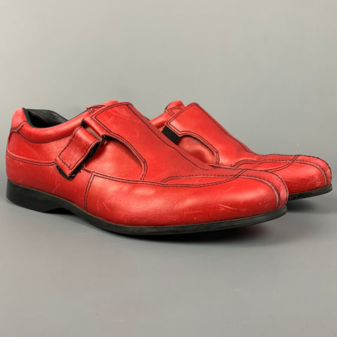 PRADA Sport Size 9.5 Red Leather Hook & Loop Loafers