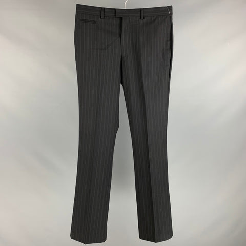 PS by PAUL SMITH Taille 30 Pantalon habillé en laine à rayures grises à devant plat