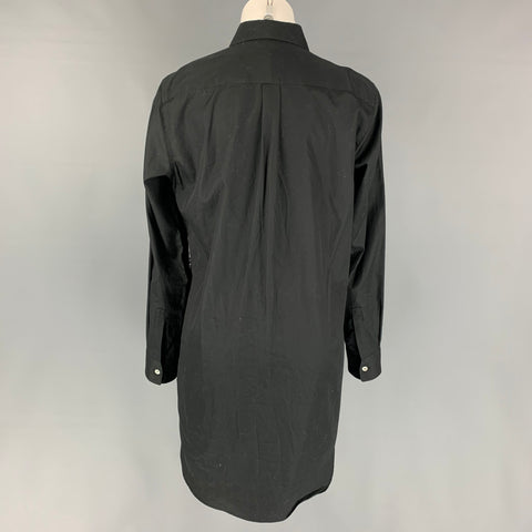 COMME des GARCONS Blusa larga con volantes de algodón negro talla M
