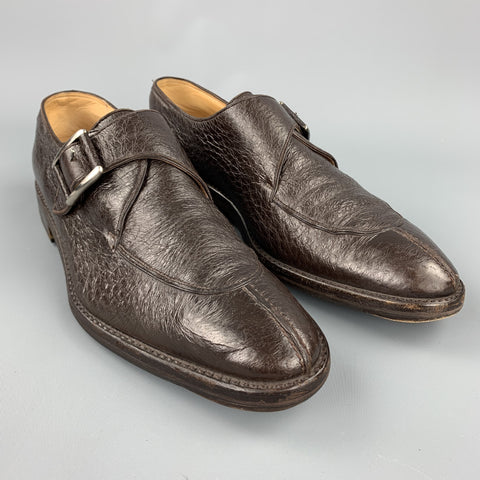 WILSON and DEAN Size 9.5 Brown Textured Leather Monk Strap Loafers