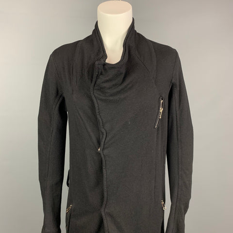 THEODOR Size XS Black Ribbed Cotton Blend Long Jacket