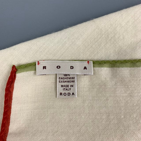 RODA Cream Multi-Color Cashmere Pocket Square