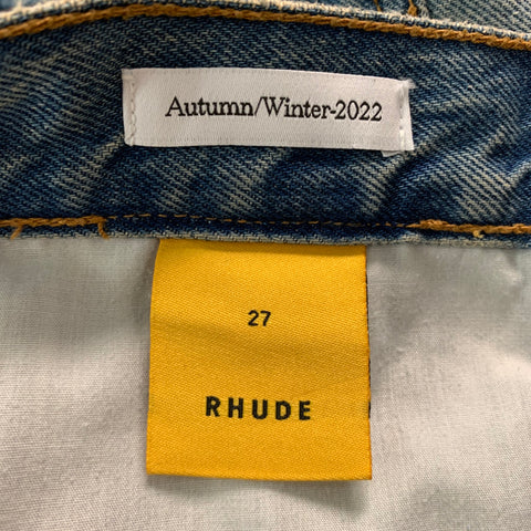 RHUDE Size 27 Blue Cotton Washed Jeans