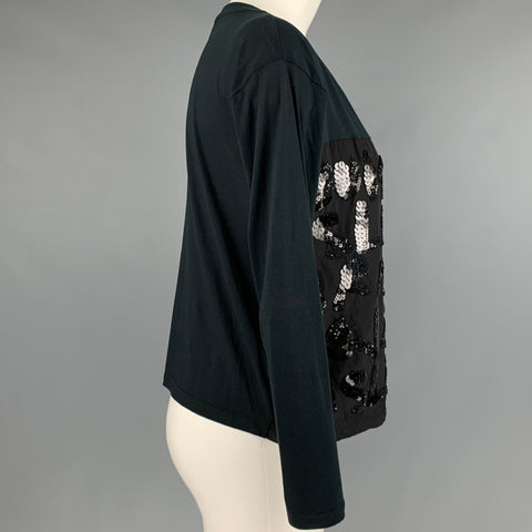 LOUIS VUITTON Size XS Black Sequined Long Sleeve Dress Top