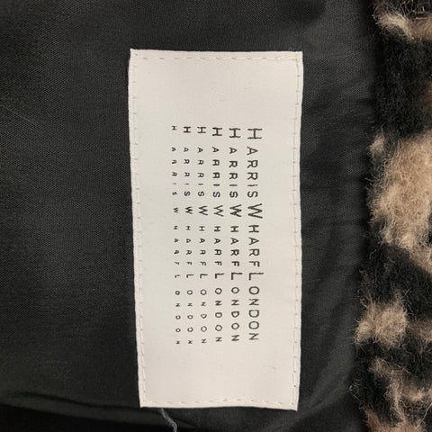HARRIS WHARF LONDON Talla 4 Abrigo de poliéster de lana con estampado animal negro gris