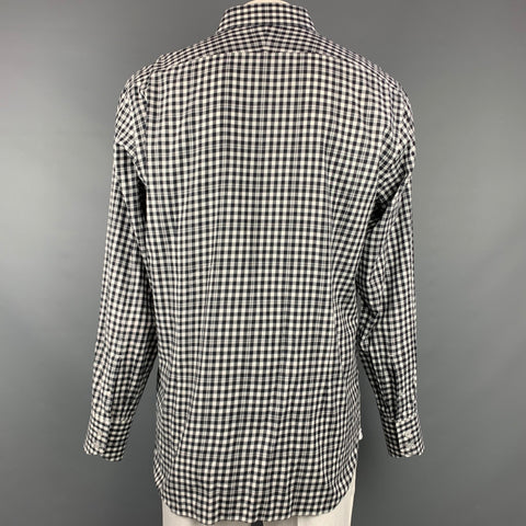 TOM FORD Size XL Black White Checkered Cotton Button Up Long Sleeve Shirt