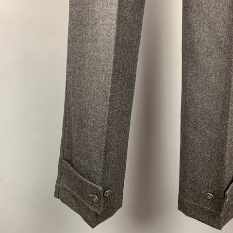 PRADA Taille 2 Pantalon habillé à jambe large en laine chinée charbon de bois