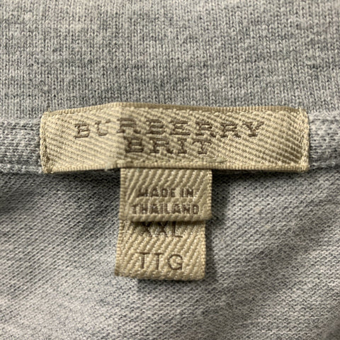 BURBERRY BRIT Size XXL Light Grey Heather Cotton Polo