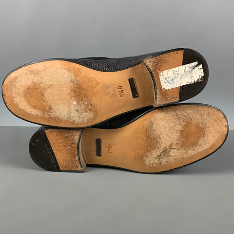 GUCCI Size 10 Black White Monogram Canvas Loafers