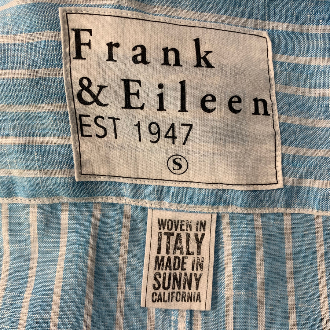 FRANK & EILEEN Size S Blue & White Stripe Linen Button Up Long Sleeve Shirt