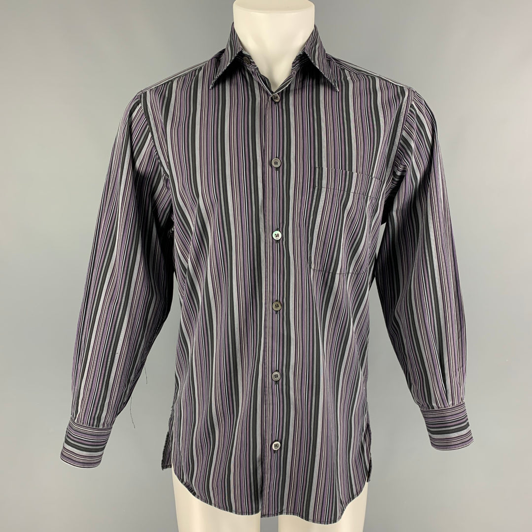 ERMENEGILDO ZEGNA Size S Multi-Color Stripe Cotton Button Up Long Sleeve Shirt