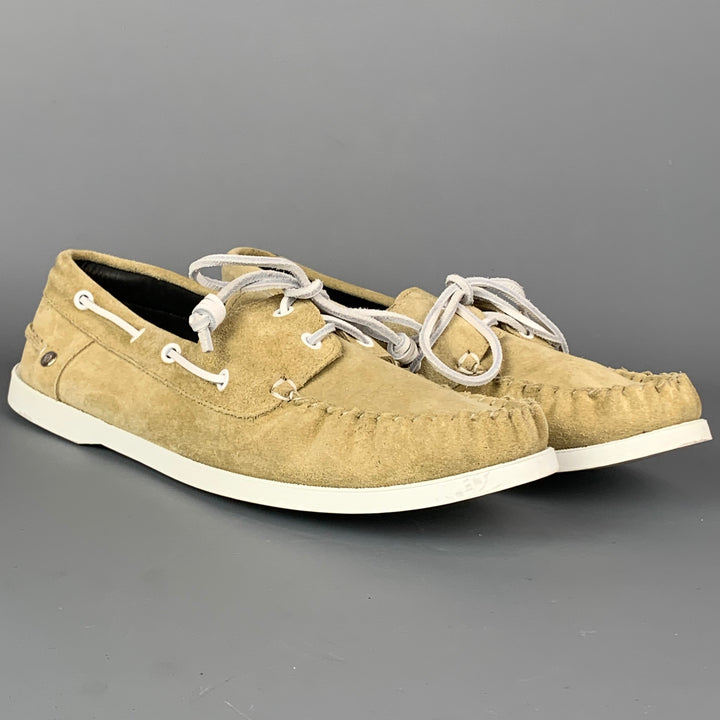 LOEWE Size 11 Natural Leather Boat Shoe Loafers