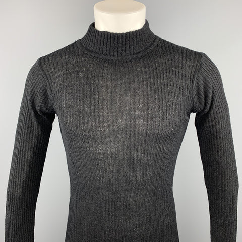 Vintage MATSUDA Size M Black Ribbed Knit Mock Turtleneck Pullover