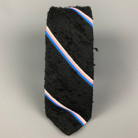 VISIONS Size One Size Black Diagonal Stripe Polyester Tie