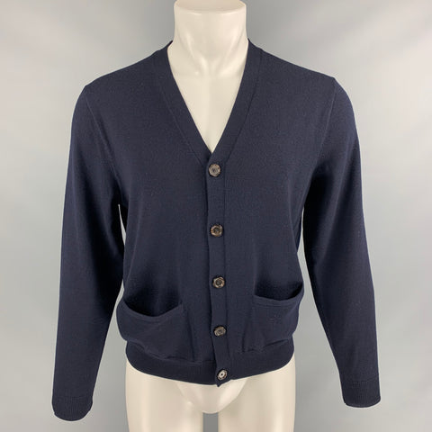 POLO de RALPH LAUREN Talla M Cárdigan con parches de codo de lana merino sólida marrón marino