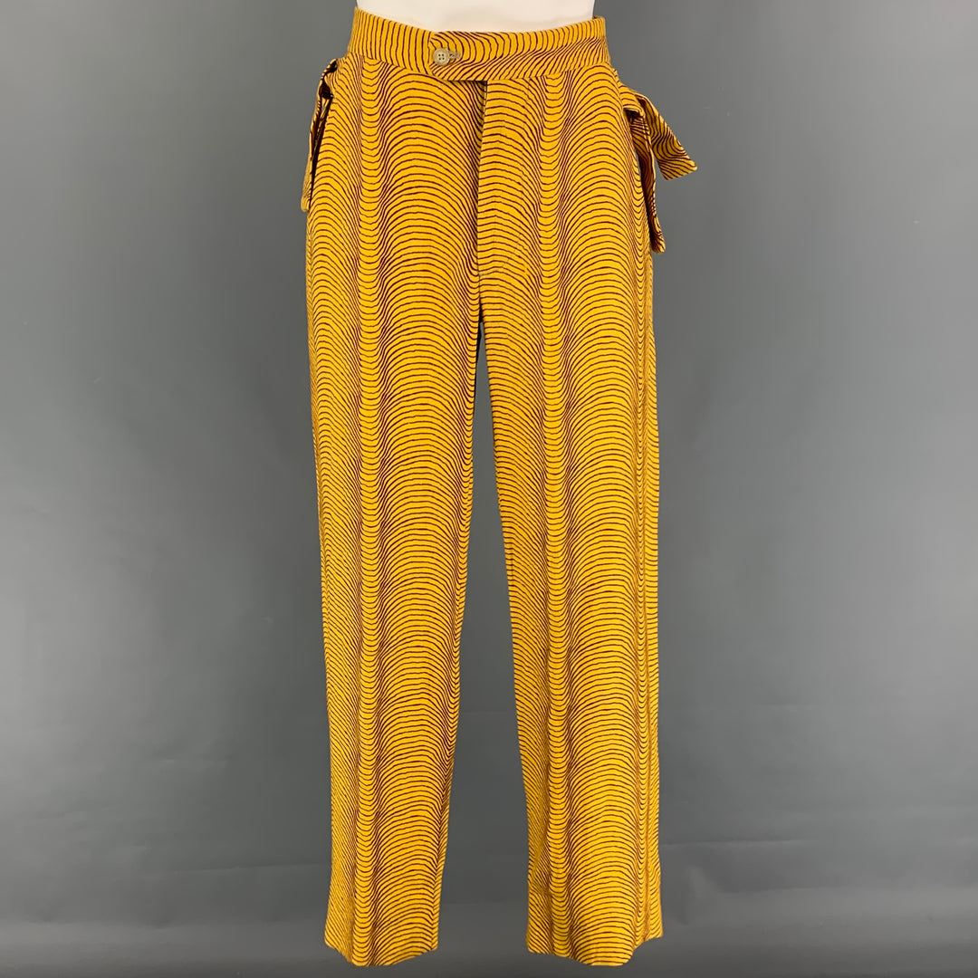 BODE Size 28 Yellow Brown Cotton Psychedelic Wave Trouser Pants