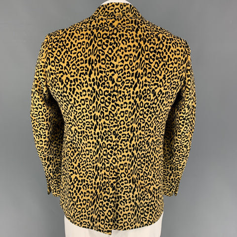 NOAH Size 40 Tan Black Animal Print Cotton Peak Lapel Sport Coat