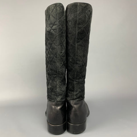 Colección RALPH LAUREN Talla 9 Botas de montar sin cordones de ante acolchado negro