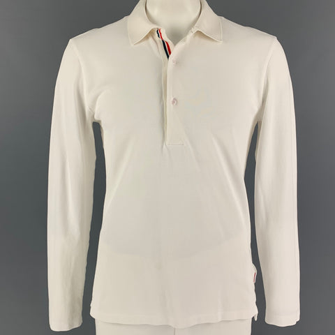 ORLEBAR BROWN Size L White Cotton Long Sleeve Polo