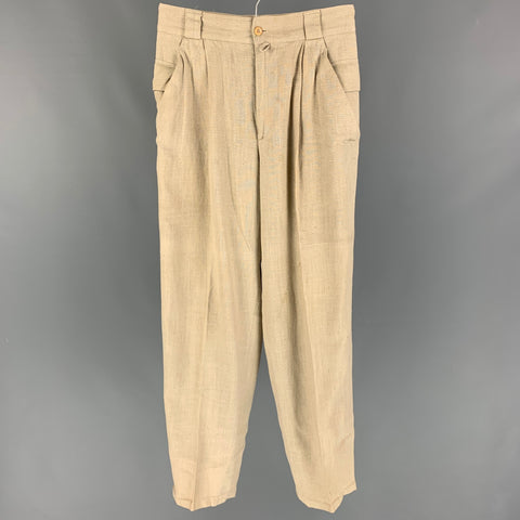 Vintage GIANNI VERSACE Size 28 Beige Pleated High Waisted Casual Pants
