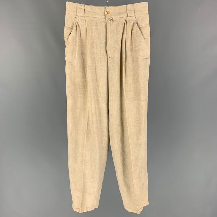 Vintage GIANNI VERSACE Size 28 Beige Pleated High Waisted Casual Pants