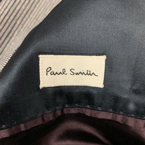 PAUL SMITH Size M Indigo & White Stripe Cotton / Linen Sport Coat