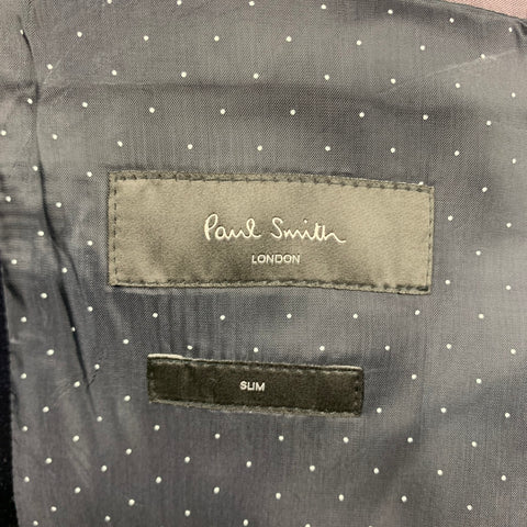 PAUL SMITH Size 46 Regular Steel Blue Wool / Cotton Tuxedo Suit