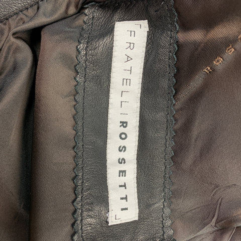 FRATELLI ROSSETTI Size XXL Black Leather Zip Up Vest