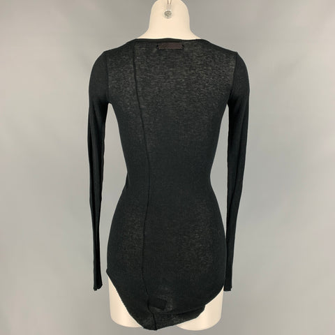 MANIAC CORP Size 1 Black Ribbed Cotton / Cashmere Scoop Neck T-Shirt