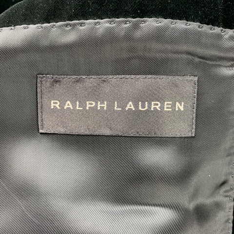 RALPH LAUREN Black Label Size 40 Regular Black Velvet Cotton Peak Lapel Sport Coat