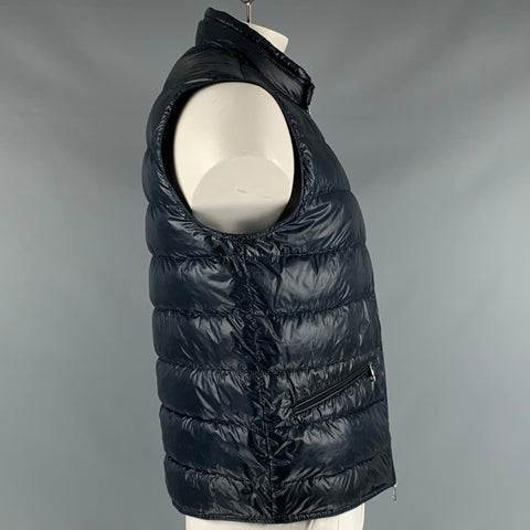 MONCLER Size L Navy Quilted Nylon Zip Up Vest