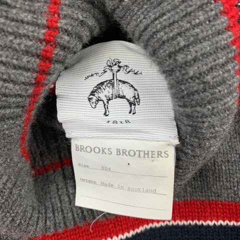 BLACK FLEECE Size L Grey & Navy Stripe Cashmere Turtleneck Sweater