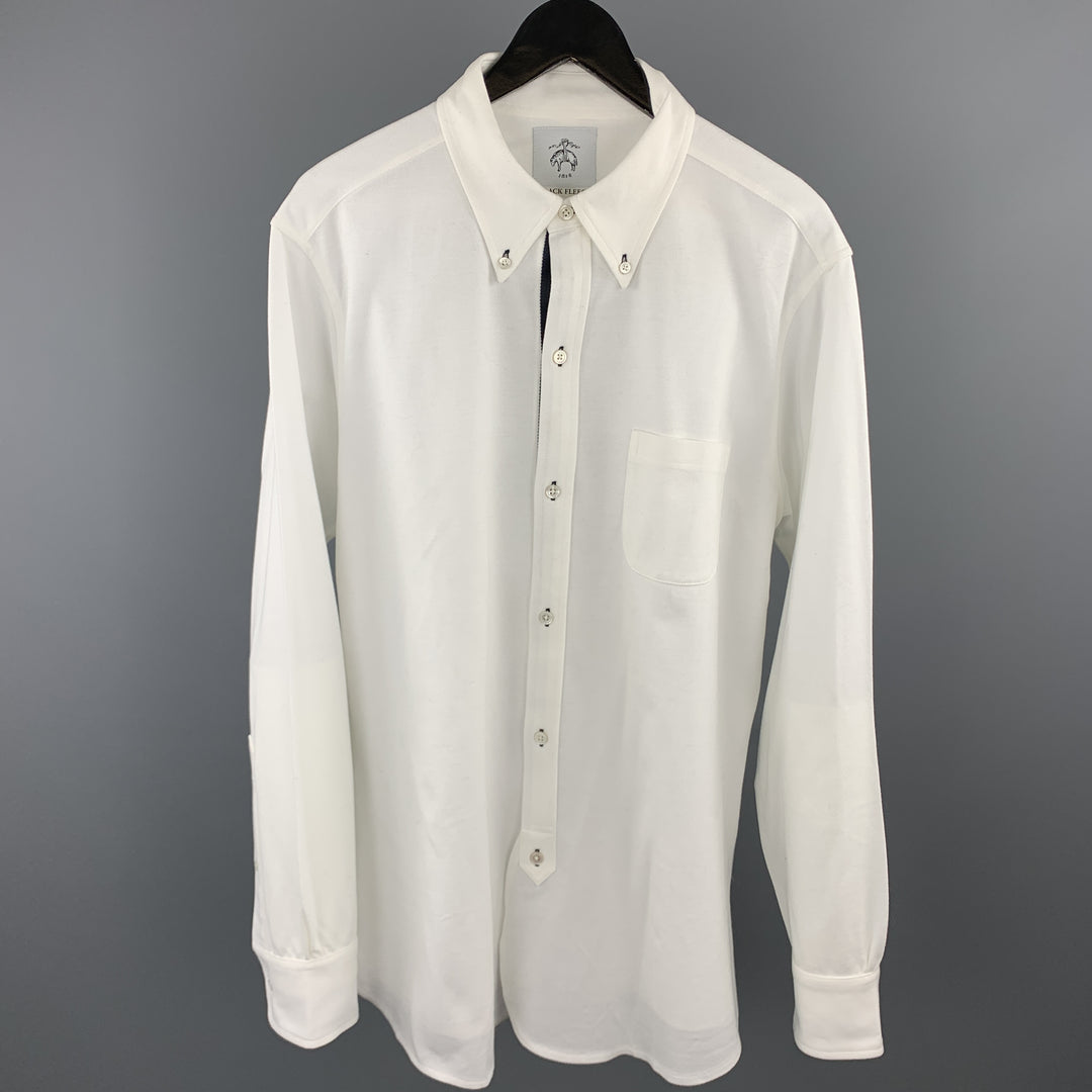 BLACK FLEECE Size XL White Pique Button Down Long Sleeve Shirt