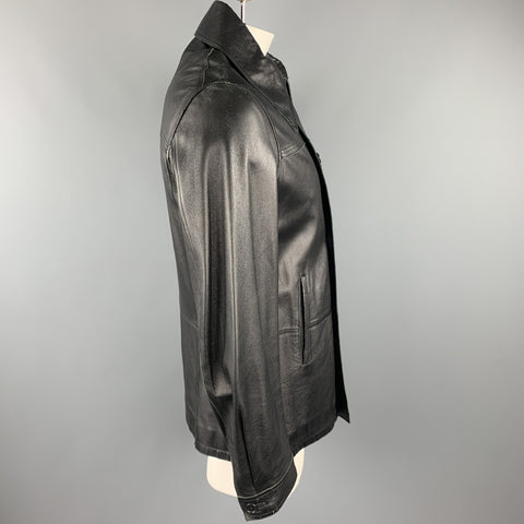 CoSTUME HOMME Taille 40 Veste double boutonnage en cuir noir