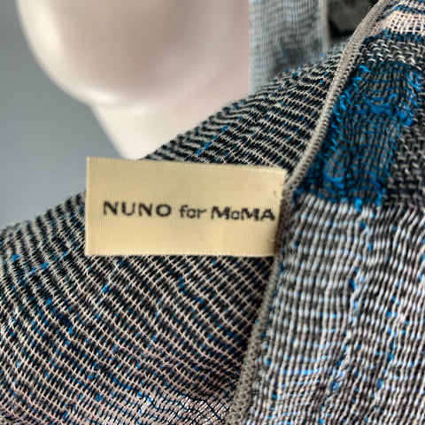 NUNO Blue White Plaid Wood Scarves & Shawls