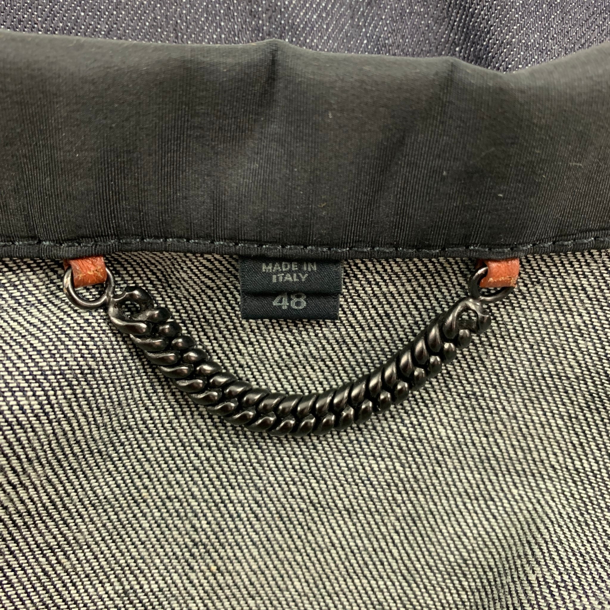 BURBERRY PRORSUM Spring 2015 Size 38 Indigo Blue Denim Silk