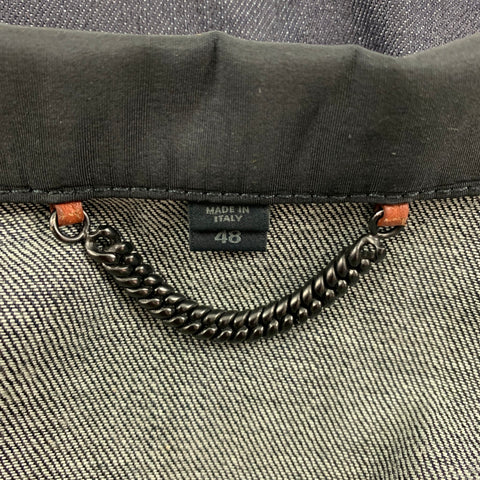 BURBERRY PRORSUM Spring 2015 Size 38 Indigo Blue Denim Silk Collar Trucker Jacket