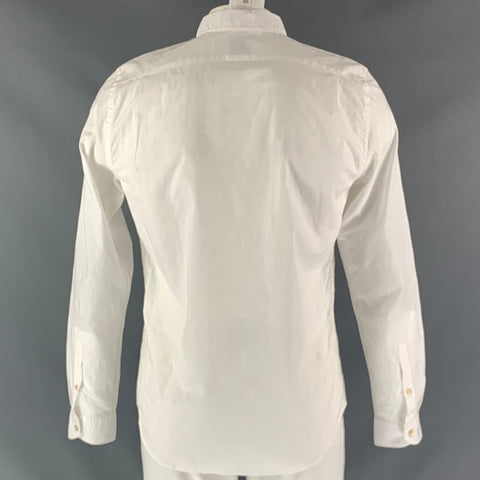 PAUL SMITH Size L White Solid Cotton Button Up  Long Sleeve Shirt