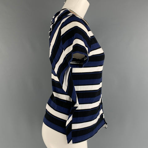 3.1 PHILLIP LIM Size S Navy Black Cotton Blend Stripe T-Shirt