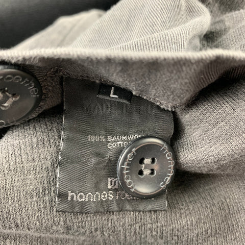 HANNES ROETHER Size L Grey Cotton Distressed Hem Jacket