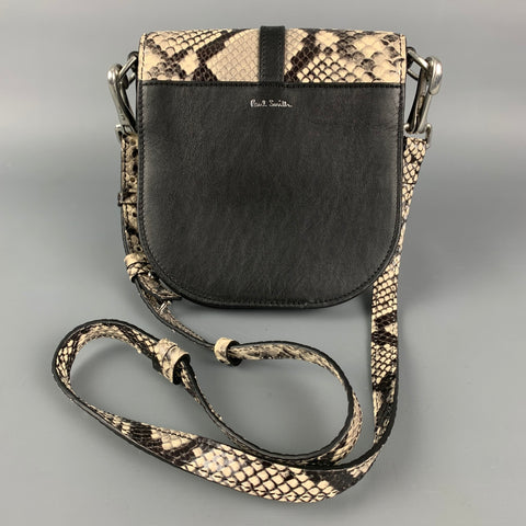 PAUL SMITH Black & Grey Animal Print Leather Mini Bag