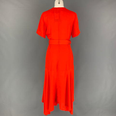 ALC Taille 6 Robe portefeuille asymétrique en soie orange