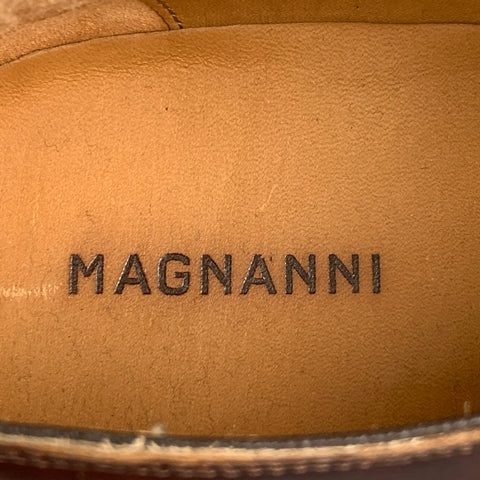 MAGNANNI Size 10 Brown Antique Leather Lace Up Shoes