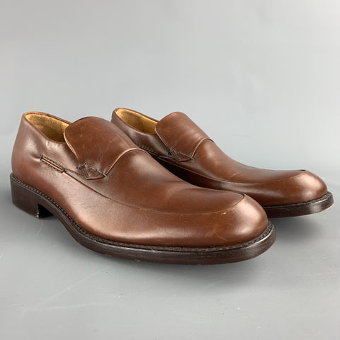 CALVIN KLEIN Size 8 Cognac Solid Leather Slip On Loafers