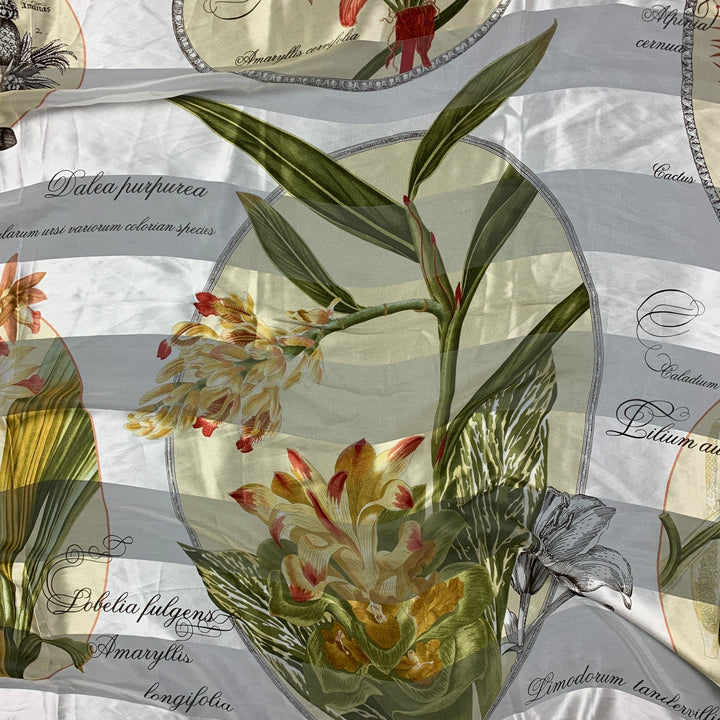 GIANFRANCO FERRE White Red Green Botanical Floral Silk Overszied Scarf