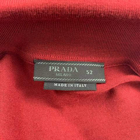 PRADA Taille L Pull polo en laine tricoté bordeaux