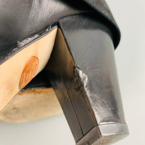 TE' CASAN Taille 7 Bottes à enfiler en daim noir avec matériaux mélangés